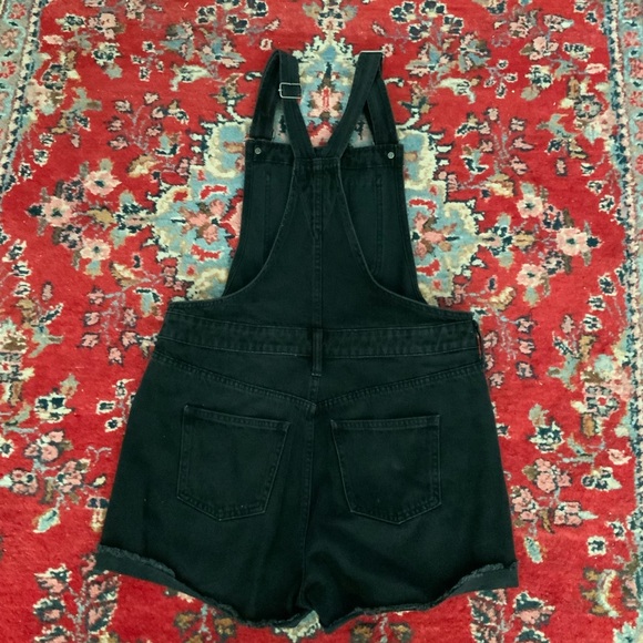Maxwell Adirondack Shortalls Black Denim Overall Shorts Size M - Picture 3 of 9